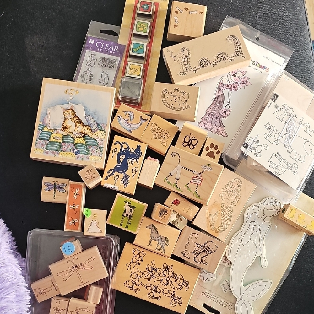 Animal And Sea Life Rubber And Acrylic Stamp Lot